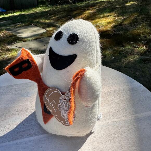 Halloween Smiling Ghost With Boo Banner Weighted Bottom Decoration Doorstop New - Picture 3 of 13